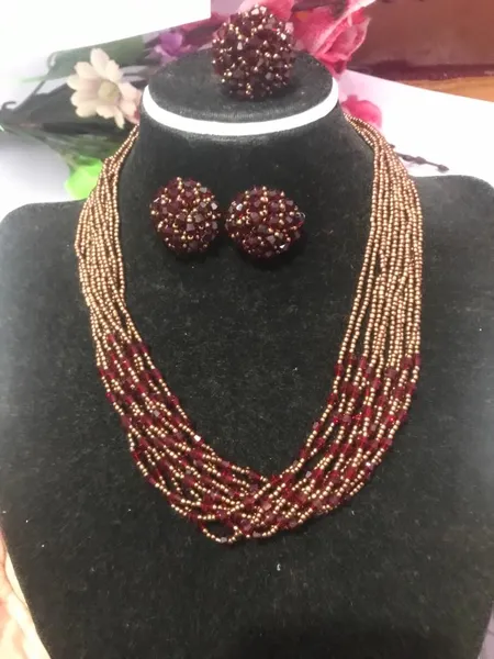 Hand Made Pote mala Earring With Ring Set For Women
